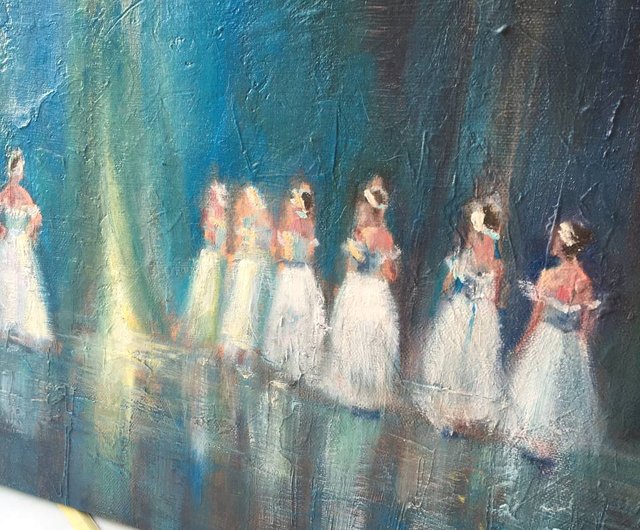 【良品】Dancers at Rest バレリーナ 絵画 青 良品】Dancers at Rest バレリーナ 絵画 青