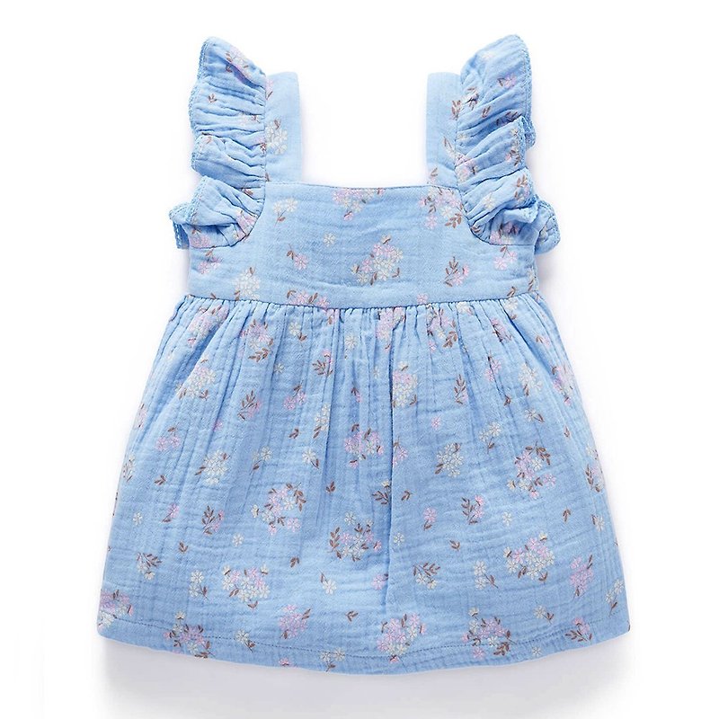 Australian Purebaby organic cotton girls' dress/skirt 12M-4T blue floral - Skirts - Cotton & Hemp 