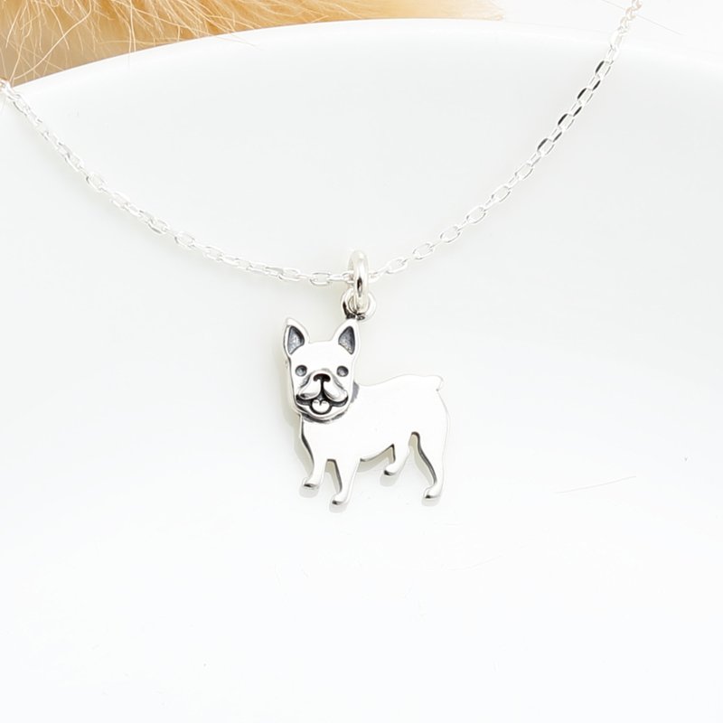 【Angel & Me】French Bulldog Dog s925 sterling silver necklace Birthday gift - Custom Pillows & Accessories - Sterling Silver Silver