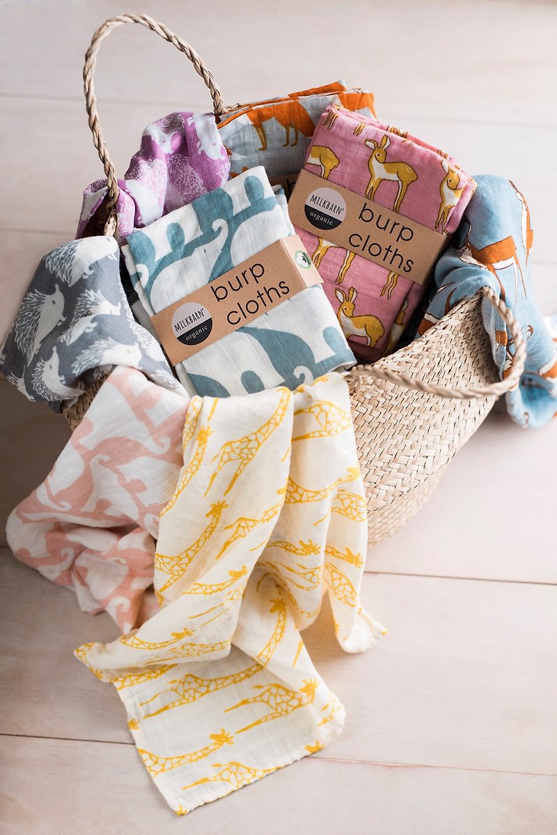 MILKBARN organic cotton 嗝 towel (monochrome two-piece bag) - Bibs - Cotton & Hemp Multicolor
