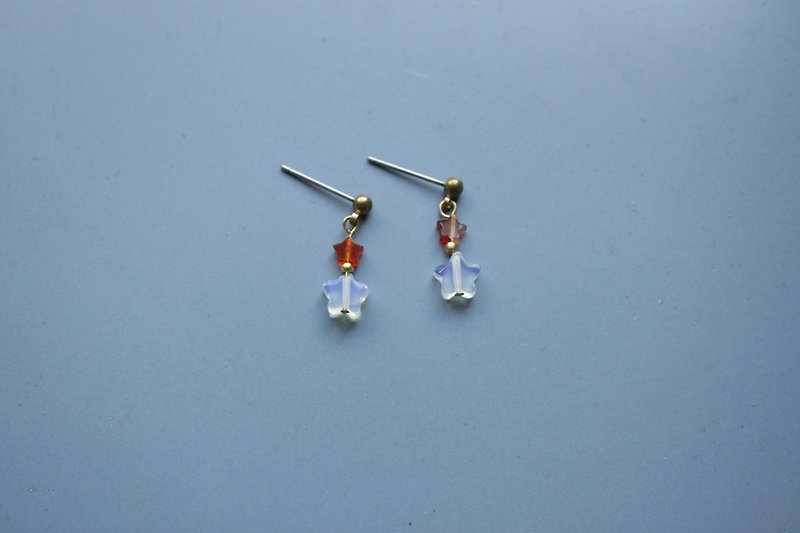 Star wish - earring  clip-on earring - Earrings & Clip-ons - Other Metals Orange