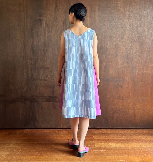 No Sleeve Combination Dress Morning Calm /Purple - ショップ