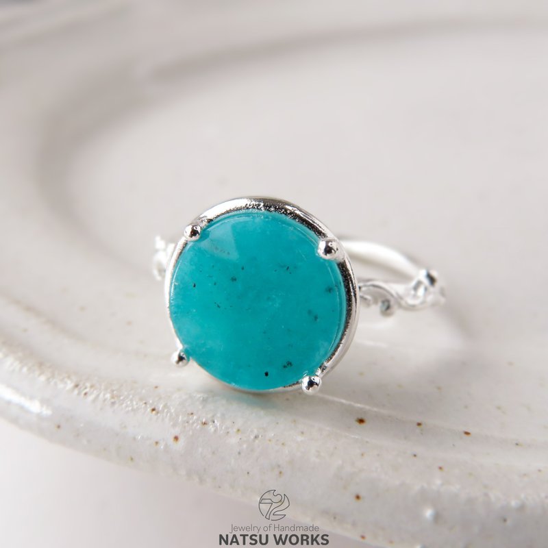 アマゾナイト in クォーツ リング / Amazonite in Quartz Ring 1 - 戒指 - 寶石 藍色