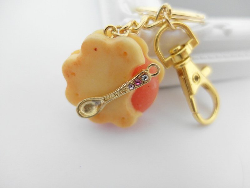 Clay Handmade Strawberry jam Cookie Key ring - Keychains - Clay Multicolor