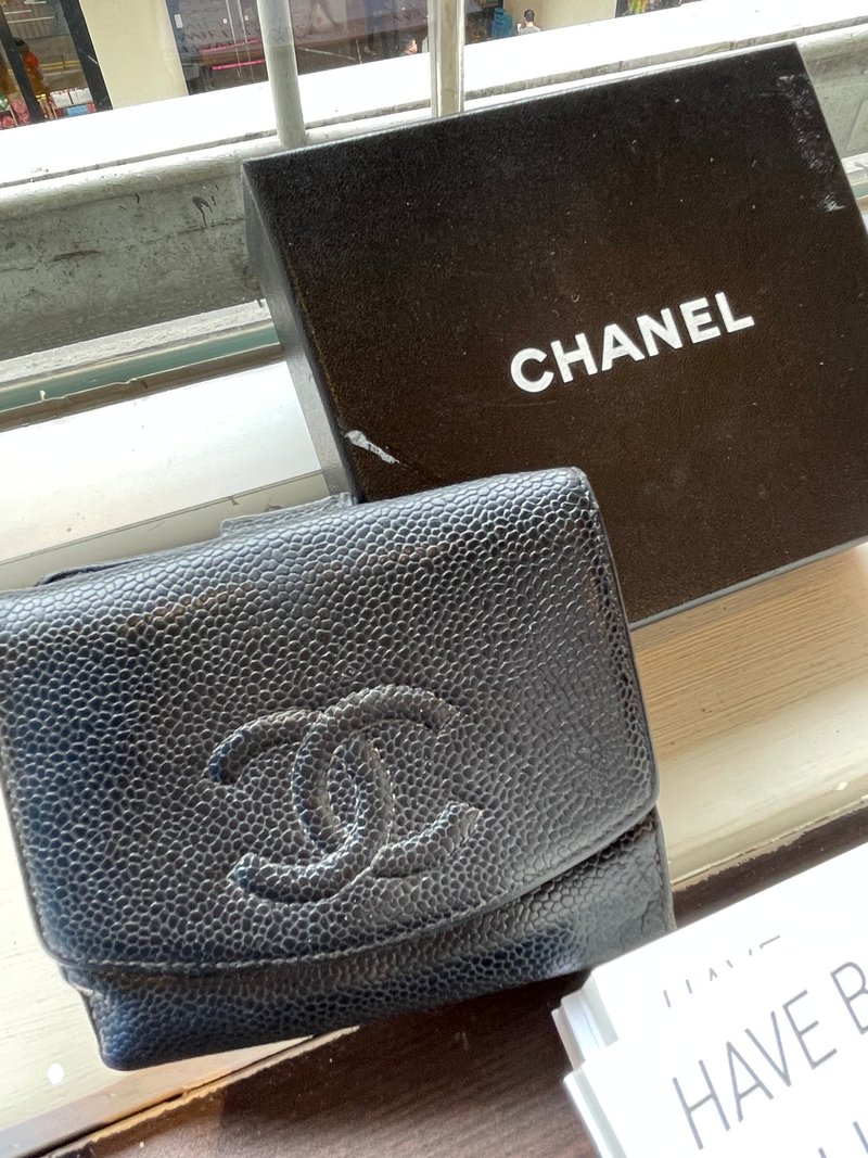 香奈兒魚子醬皮夾 Chanel W Hook Caviar Wallet - 錢包/皮夾/長短夾 - 真皮 黑色