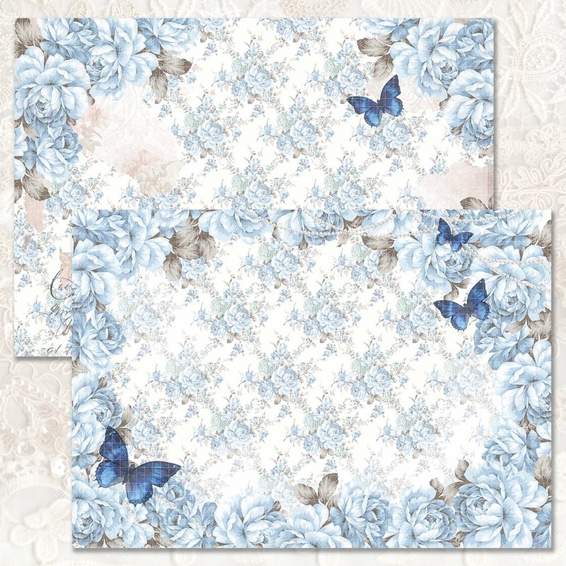 120g Chevy Rose Design Paper - Blue (blue lion) A4 (suyeon) - 包裝材料 - 紙 藍色