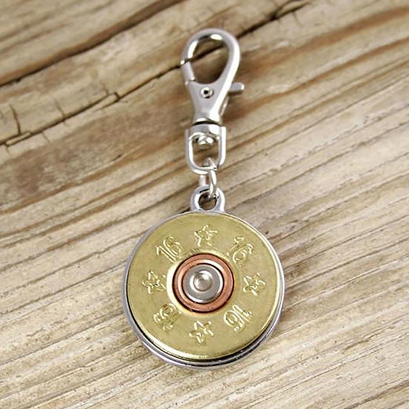 Bullet Designs 16 caliber shotgun bullet key ring charm / metal retro personality texture - Charms - Other Metals 