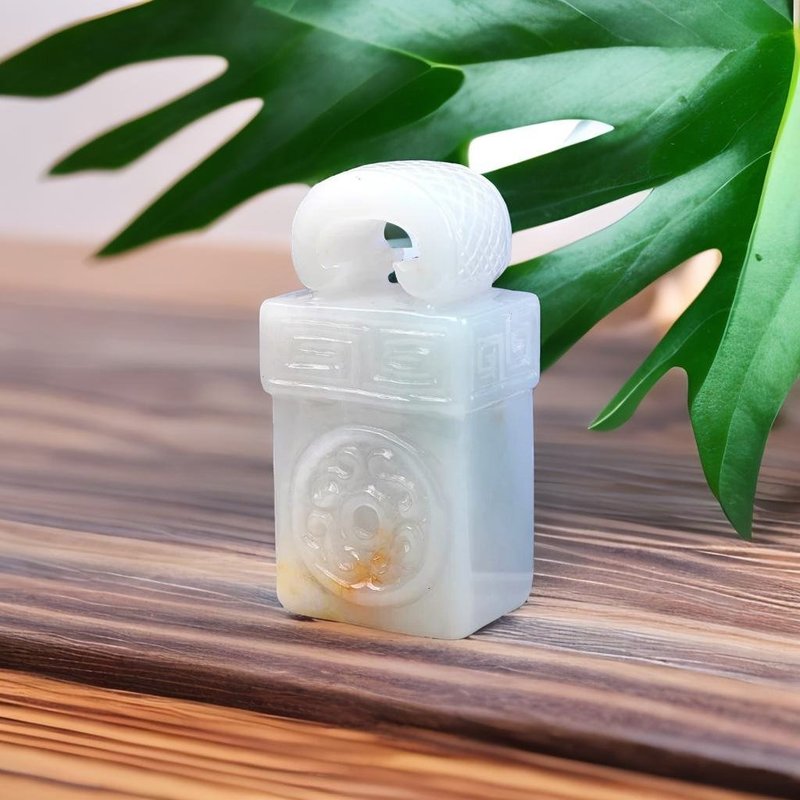 飄黃翡翡翠印章 | 天然緬甸玉A貨翡翠 | 送禮 - 印章/印台 - 玉石 多色