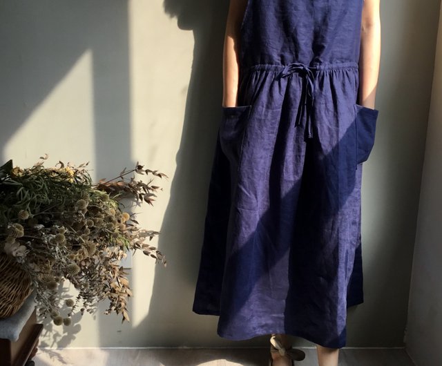 Little sun / youth blue dress / vest skirt / style apron 100