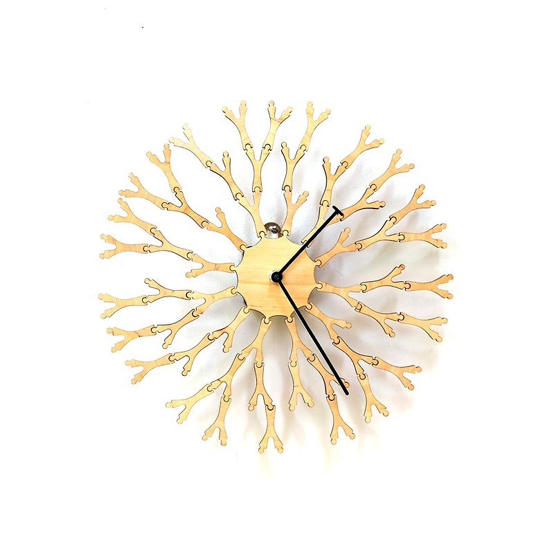木製の壁時計 'Dandelion' (タンポポ) - 時計 - 木製 ブラウン