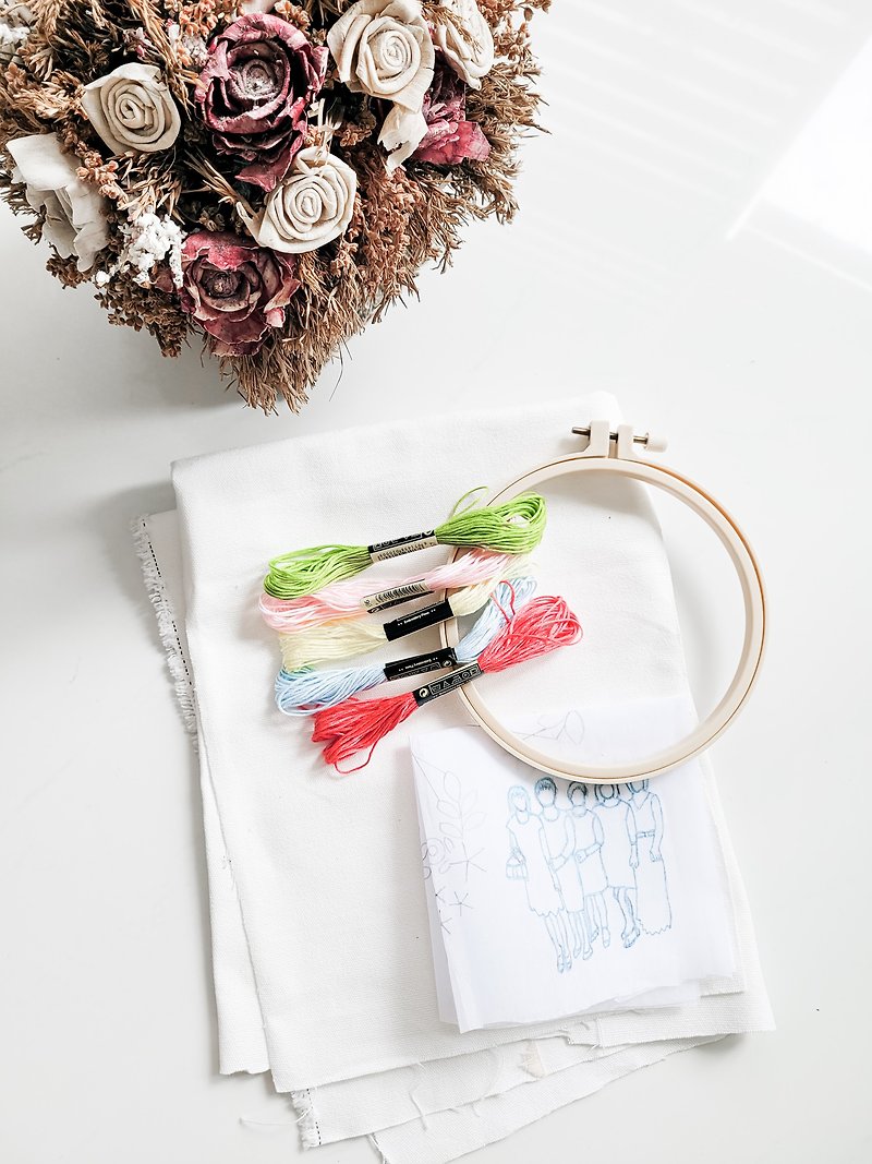 【カスタマイズ】カップルDIY刺繡素材パッケージ - 置物 - 刺しゅう糸 ホワイト