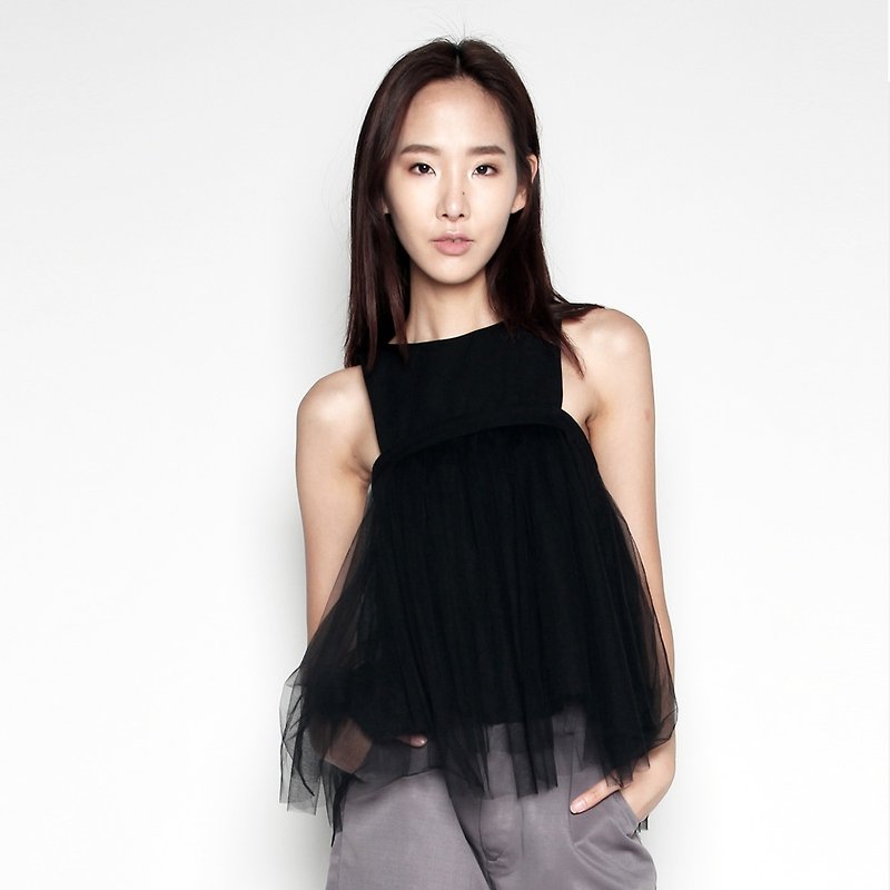 CADENCE TULLE TOP IN BLACK - Overalls & Jumpsuits - Polyester Black
