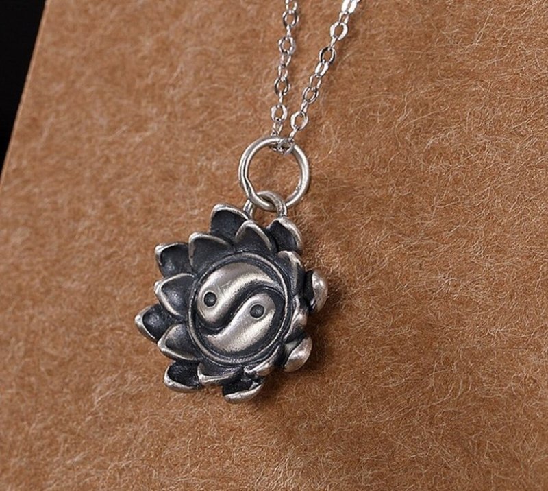 100% Real 925 Silver Flower Lotus Thai Silver Lotus Pendants for Women Taoism - 長項鍊 - 純銀 銀色