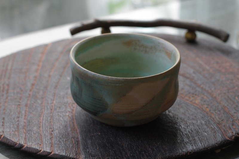 雲彩在你我之間手拉坏平光陶杯/茶杯 - 茶壺/茶杯/茶具 - 陶 綠色