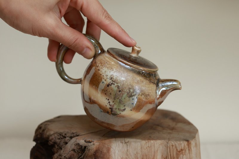 柴燒茶壺/200ml/絞胎系列/瀧間拾光 - 茶壺/茶杯/茶具 - 陶 
