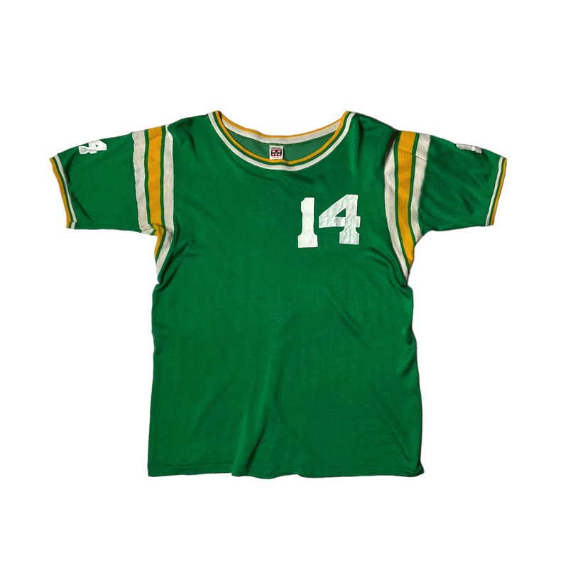 60s Vintage Mason Football T-shirt 古著綠白黃橄欖球上衣 - 男 T 恤 - 其他材質 綠色