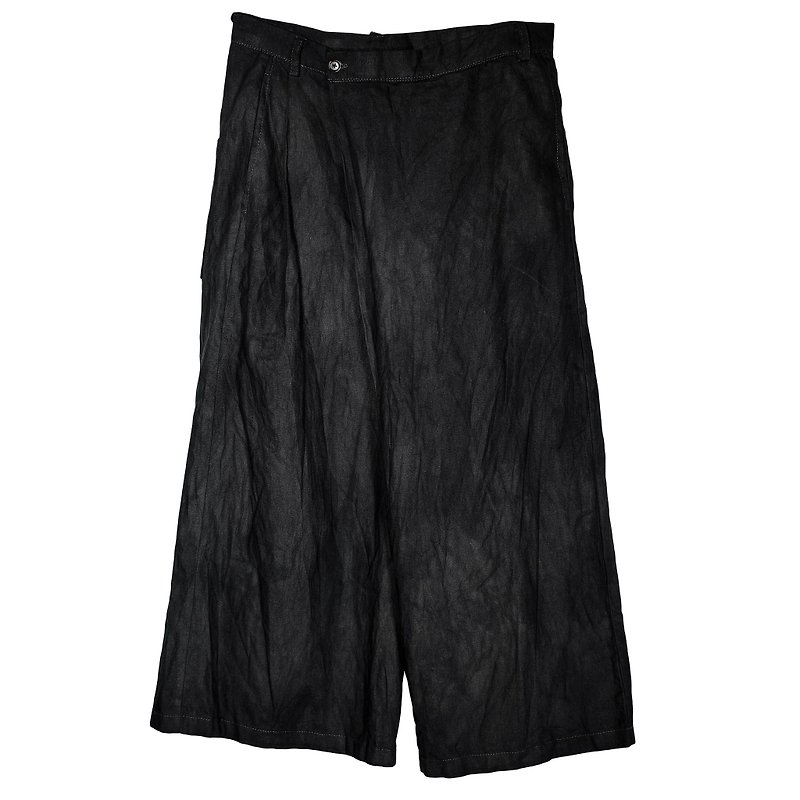 Cold Dyed Pants - กางเกงขายาว - ผ้าฝ้าย/ผ้าลินิน สีดำ
