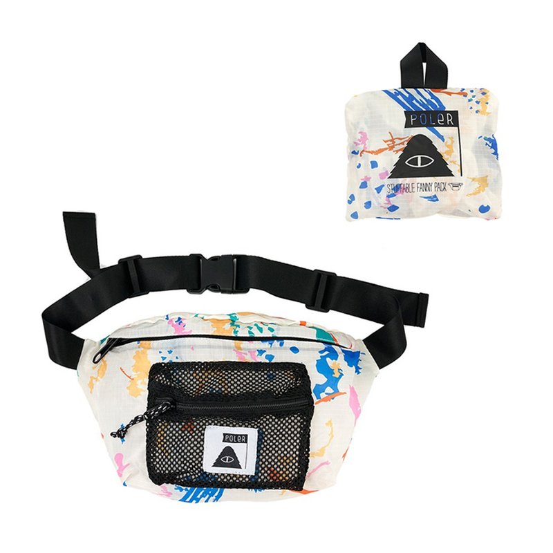 【彩虹】日韓限定 POLER FANNY PACK 可收納網袋腰包 噴漆彩漾 - 側背包/斜背包 - 聚酯纖維 多色