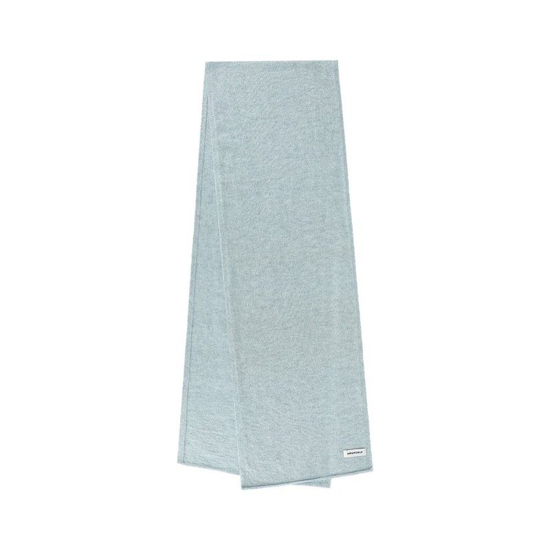 【ISW】Thin knitted wool scarf - Teal designer brand - ผ้าพันคอถัก - ขนแกะ สีเขียว