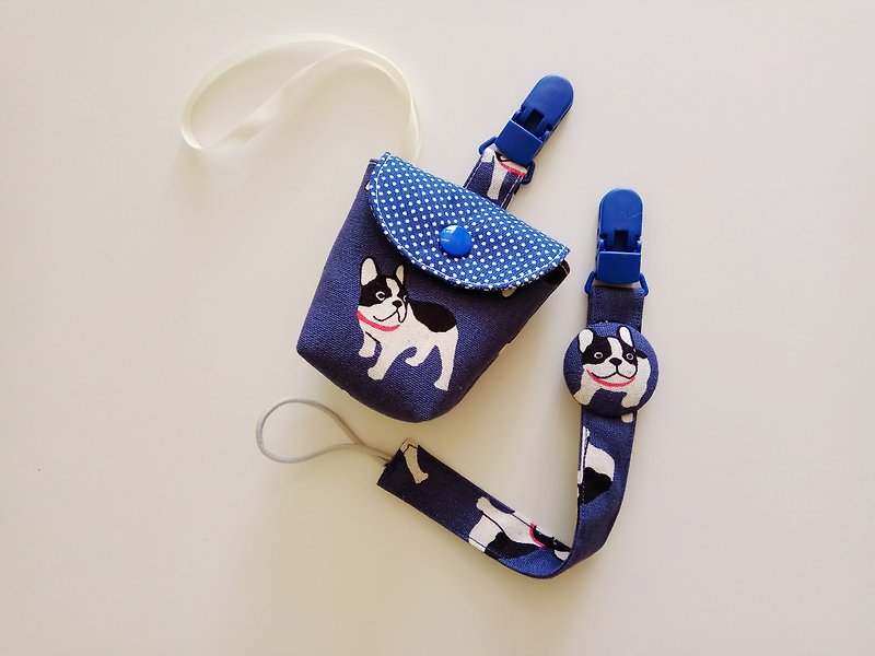 <Blue> Dogs' Moon Gift Pacifier + Pacifier Bag - Bibs - Cotton & Hemp Blue