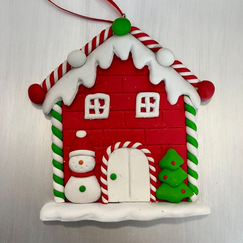Candy Christmas House Charm - Items for Display - Pottery Red