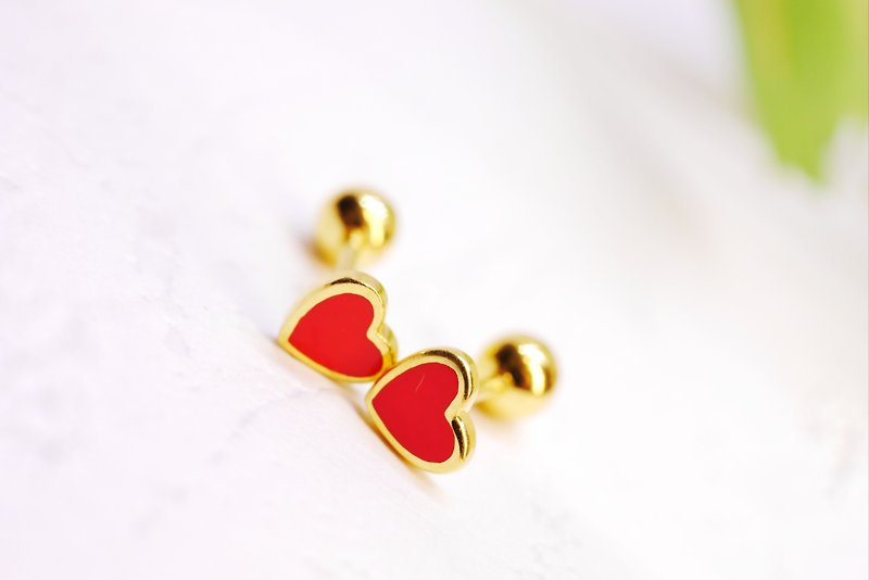 5G earrings-believe in love - Earrings & Clip-ons - 24K Gold Red