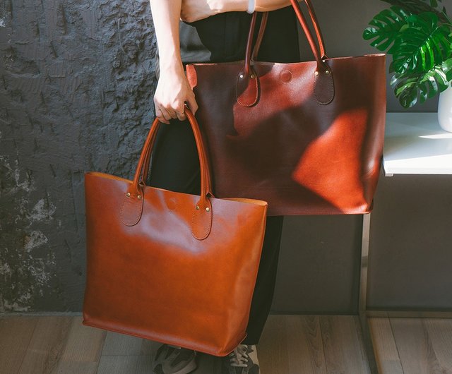 クラシック本革大容量トートバッグ 6053レッドブラウンV