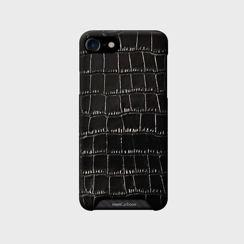 HOVERSKIN段落衝撃繊維の革保護シェルのiPhone 8/8プラス（黒） - スマホケース - 革 ブラック