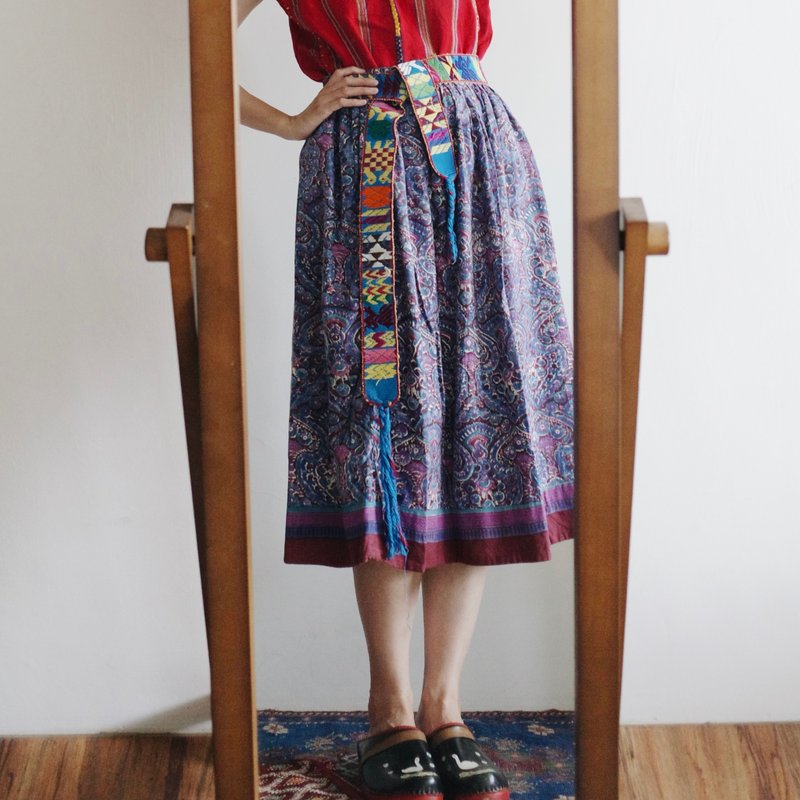 Vintage Anokhi old Indian hand-stamped ethnic totem skirt - กระโปรง - ผ้าฝ้าย/ผ้าลินิน 