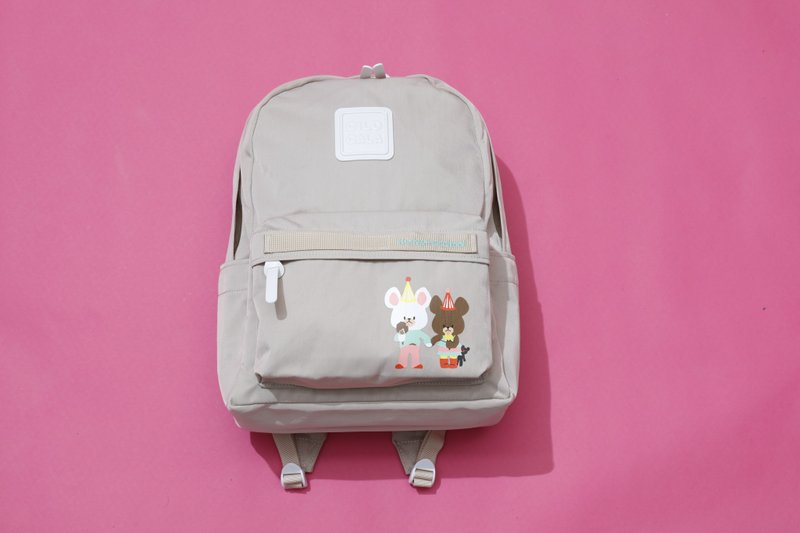 Jackie the bear's school Stone Backpack (M+Size) - กระเป๋าเป้สะพายหลัง - วัสดุอื่นๆ 