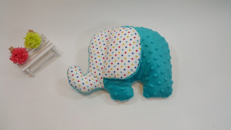 我愛大象抱抱安撫枕(藍色星星) - 嬰幼兒玩具/毛公仔 - 棉．麻 