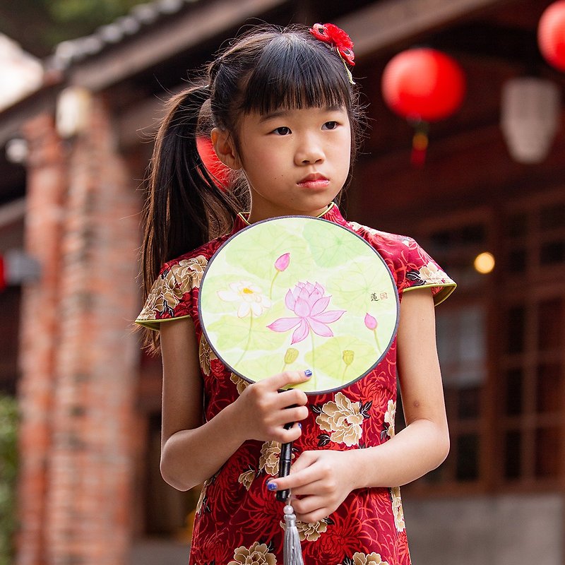 Children's cheongsam ancient style four seasons flowers blooming and rich - Qipao - Cotton & Hemp Multicolor