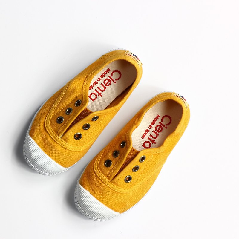 Spanish national canvas shoes CIENTA children 's shoes washed old mustard yellow incense shoes - รองเท้าเด็ก - ผ้าฝ้าย/ผ้าลินิน สีเหลือง