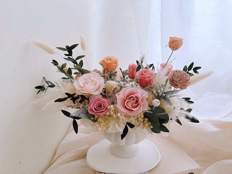 Immortal flower immortal rose dry flower opening potted flower memorial day gift Christmas present celebration - Dried Flowers & Bouquets - Plants & Flowers Pink