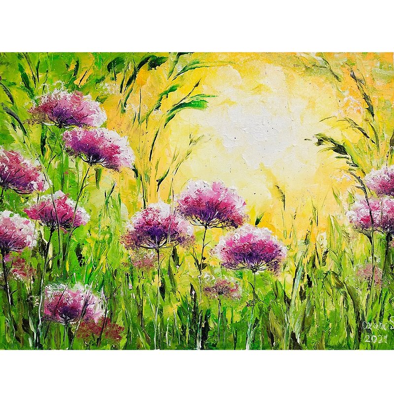 Wildflowers Painting Floral Original Art 30x40/ 12x16 inch by Oksana Stepanova - โปสเตอร์ - ผ้าฝ้าย/ผ้าลินิน หลากหลายสี