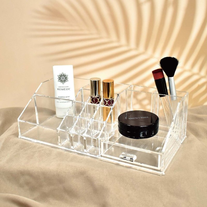 Clear Acrylic Cosmetics Organizer with Drawer - กล่องเก็บของ - อะคริลิค สีใส