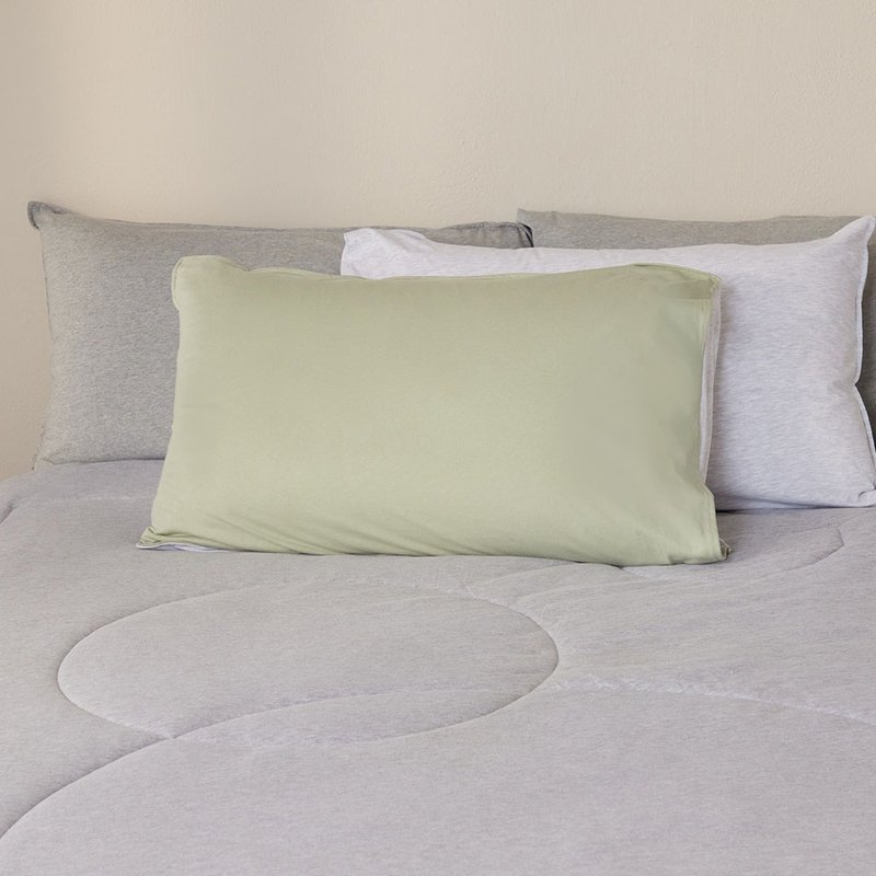 素面雙色信封式枕套1入-灰綠 - 寢具/床包 - 棉．麻 綠色