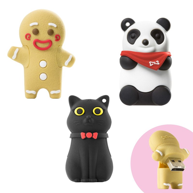 Bone / Styling USB3.0 16GB Gingerbread Man Button Panda Panda Meow Meow Cat - แฟรชไดรฟ์ - ซิลิคอน หลากหลายสี