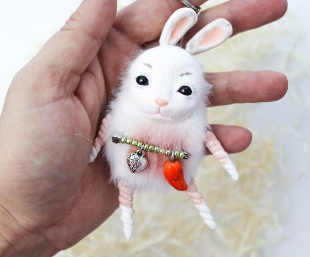 Keychain bunny plush toy rabbit doll - Shop NataliaDollsandToys Keychains -  Pinkoi