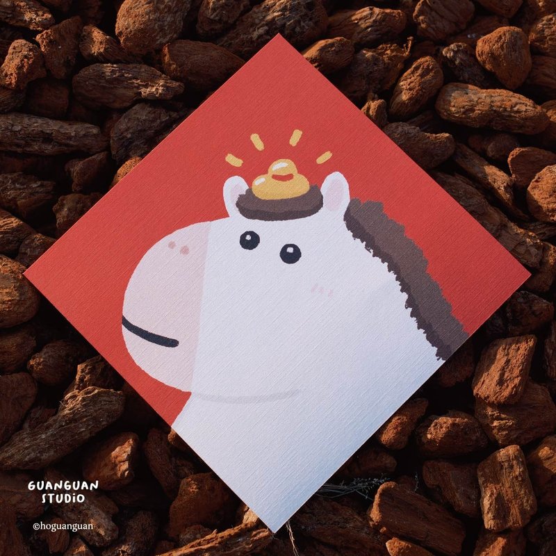 只有馬-馬年春聯 方斗 2026 新年 馬年 Happy New Year 臺灣 - 紅包袋/春聯 - 紙 紅色