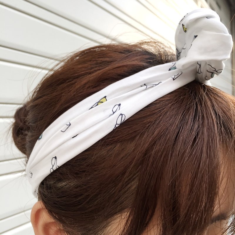 Small glasses company aluminum wire hose / handmade hair band - Headbands - Cotton & Hemp White
