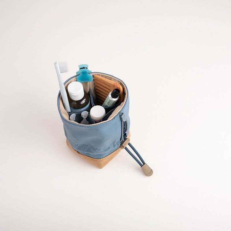 Bucket+ Large Capacity Multi-compartment Drawstring Organizer Bag Drawstring Pencil Pouch - Denim Blue