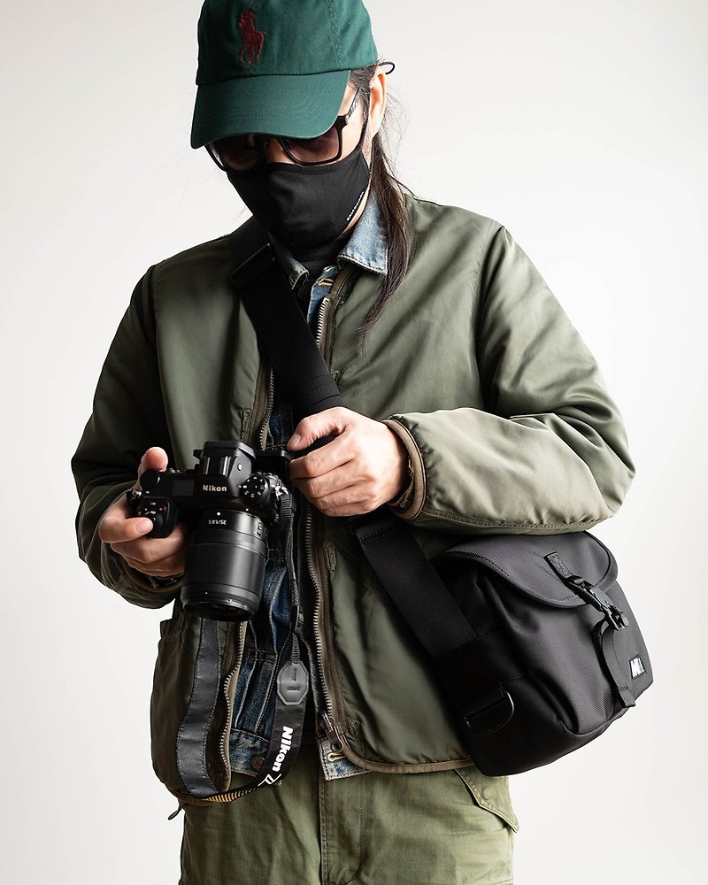バリスティックナイロンメッセンジャーバッグ、取り外し可能なライナー付きカメラバッグ - カメラバッグ - ナイロン ブラック