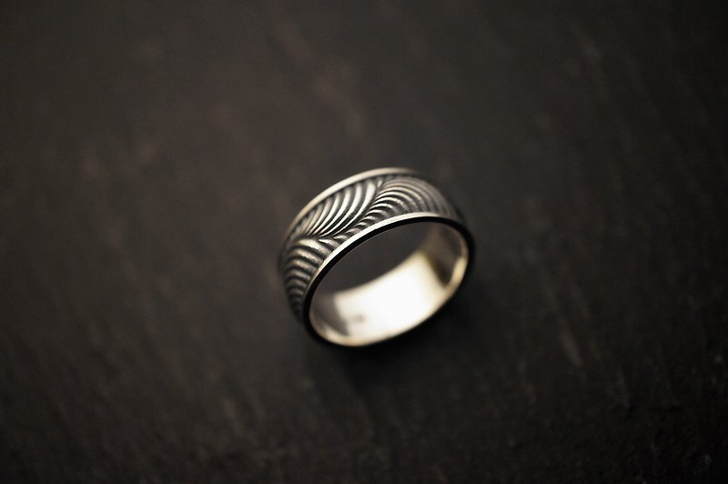 925 純銀粗波紋戒指(R112) - 手作 - 戒指 - 純銀 黑色