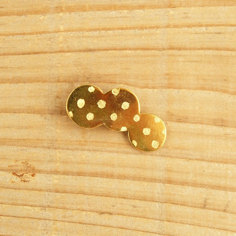 真鍮ブローチ maru trio dot　B006 - ブローチ - 金属 ゴールド