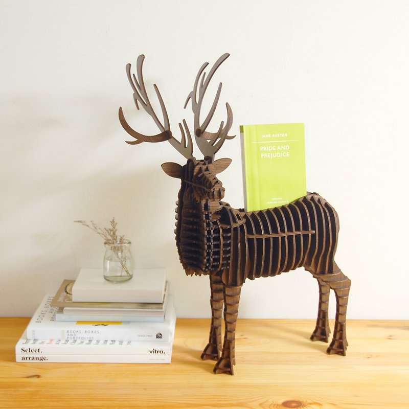 The male deer business card mobile phone holder walnut big assembly does not need DIY - Card Stands - Wood Brown