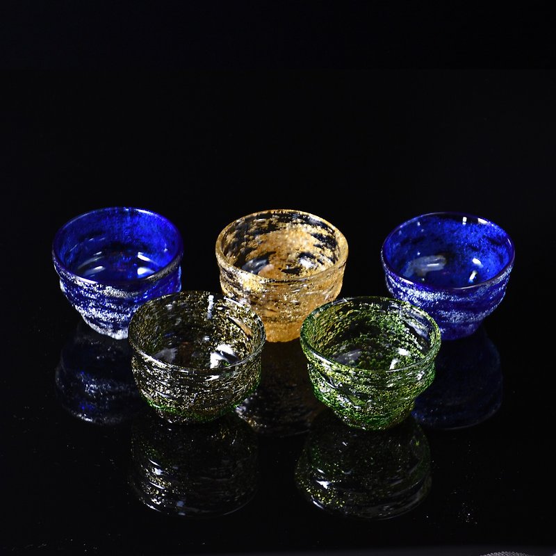 แก้ว แก้ว - Ryukyu Glass Ochoko Set of 5 Made in Okinawa_Japan