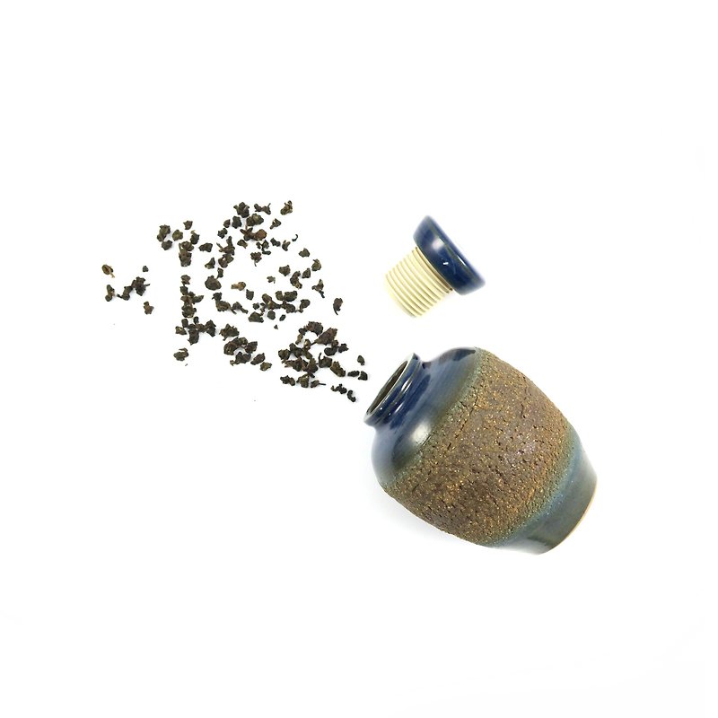 Tianxing Kiln/Camphora Tea Caddy - Tall Bottle (Small) - Azure Blue - Teapots & Teacups - Pottery Blue