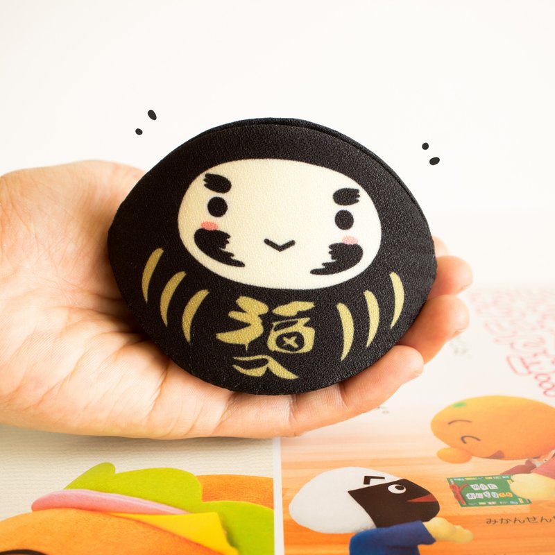 Black daruma coin purse. Success in Business ventures (good for entrepreneurs). - 零錢包/小錢包 - 棉．麻 黑色