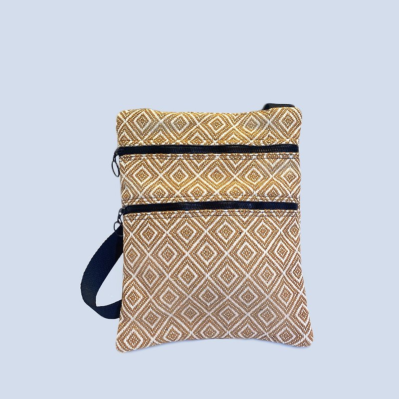 Qulih Balay Woven Classic Argyle Crossbody Collection Rice Beige - Messenger Bags & Sling Bags - Cotton & Hemp Khaki